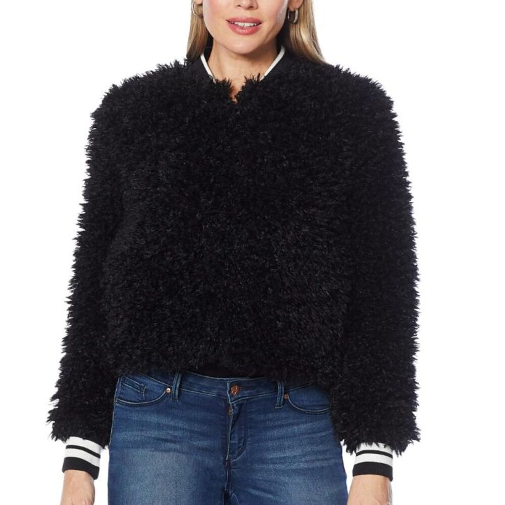 Jessica Simpson Women NWT Kataleya Long Sleeve Faux Fur Cozy Bomber Jacket M - Picture 2 of 10